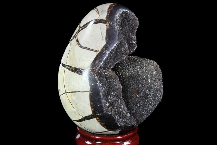Septarian Dragon Egg Geode - Black Crystals #88327